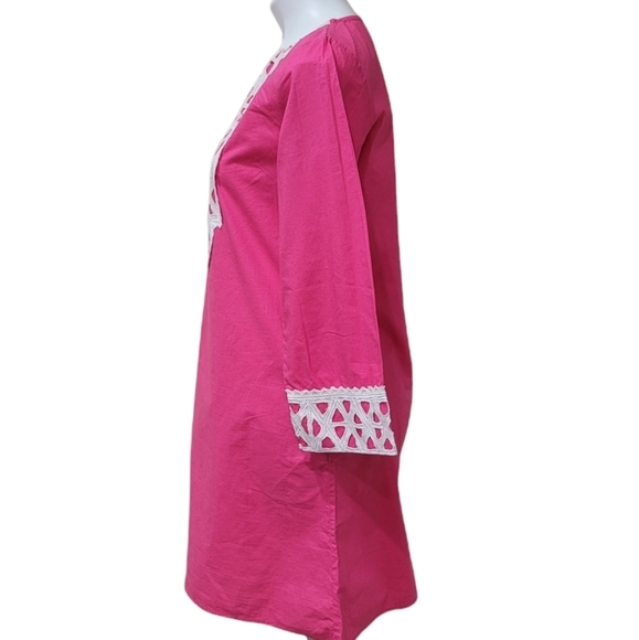 Sabby Anand Pink Tunic Shabby Chic Boho Long Sleeve Top Sz M Lightweight Kurtis - Picture 5 of 10